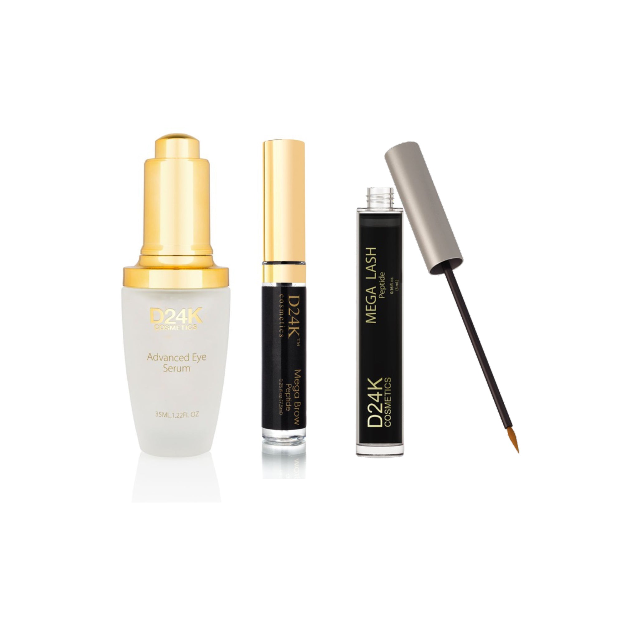 Mega Eye Impact Repair - Mega Brow Growth Peptide Treatment + Mega Lash Growth Peptide Treatment + 24K Advanced Eye Serum