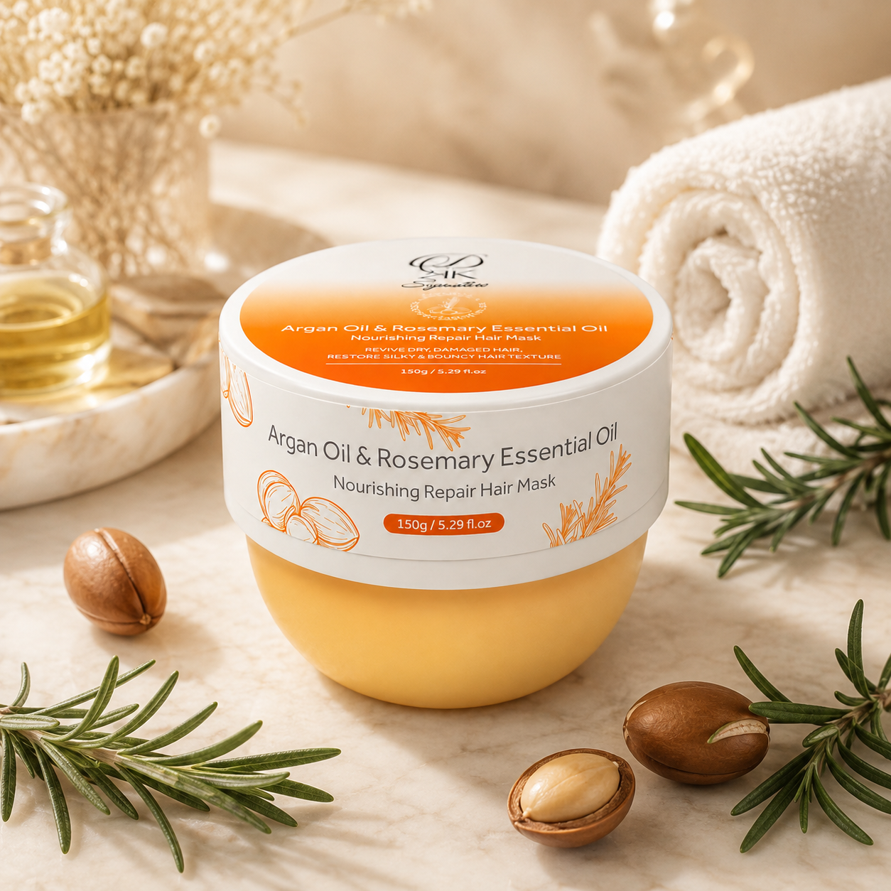 D24K Signature Argan Oil &amp; Rosemary Essential Oil Nourishing Repair Hair Mask